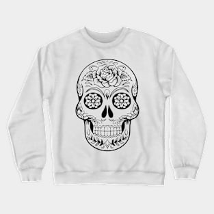 Floral skull design in black and white Crewneck Sweatshirt